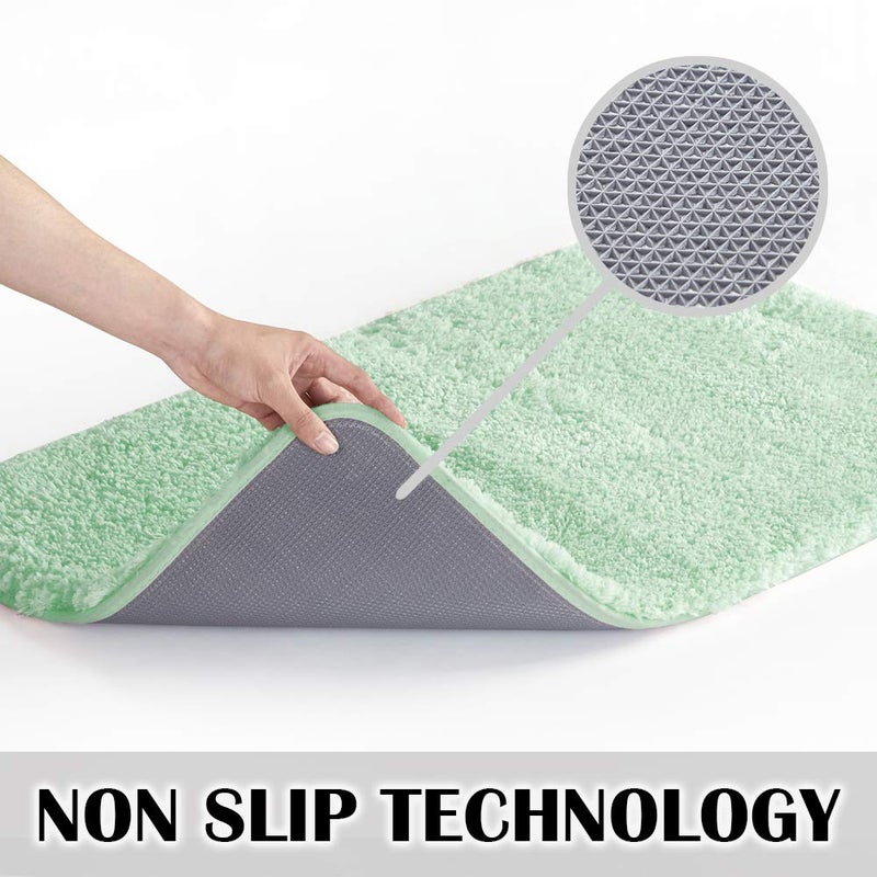 Suchtale Large Bathroom Rug - Extra Soft & Absorbent Shaggy Mat (24 x 40, Pale Green) Machine Washable Microfiber Non Slip Bath Mat - Image 3